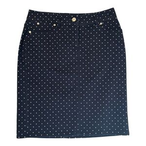 Talbots Denim Skirt Blue with White Polkadots Women’s Petite Size 0P …